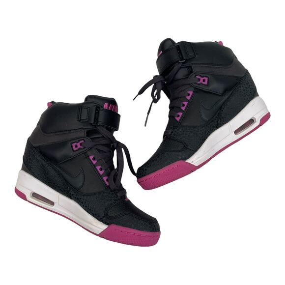 Nike Air Women's Black Pink Revolution Sky High Sneaker Wedge Sizes 7 & 8 - Picture 8 of 8